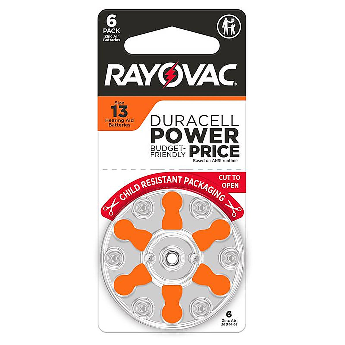 Rayovac - 13CR-6ROVUS - Zinc Air 13 1.45 V Hearing Aid Battery 6 Pack