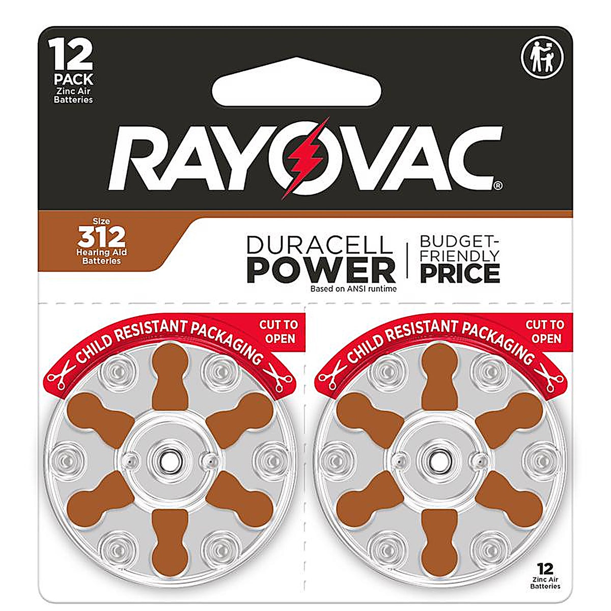 Rayovac - 312CR-12ROVUS - Zinc Air 312 1.45 V Hearing Aid Battery 12 Pack
