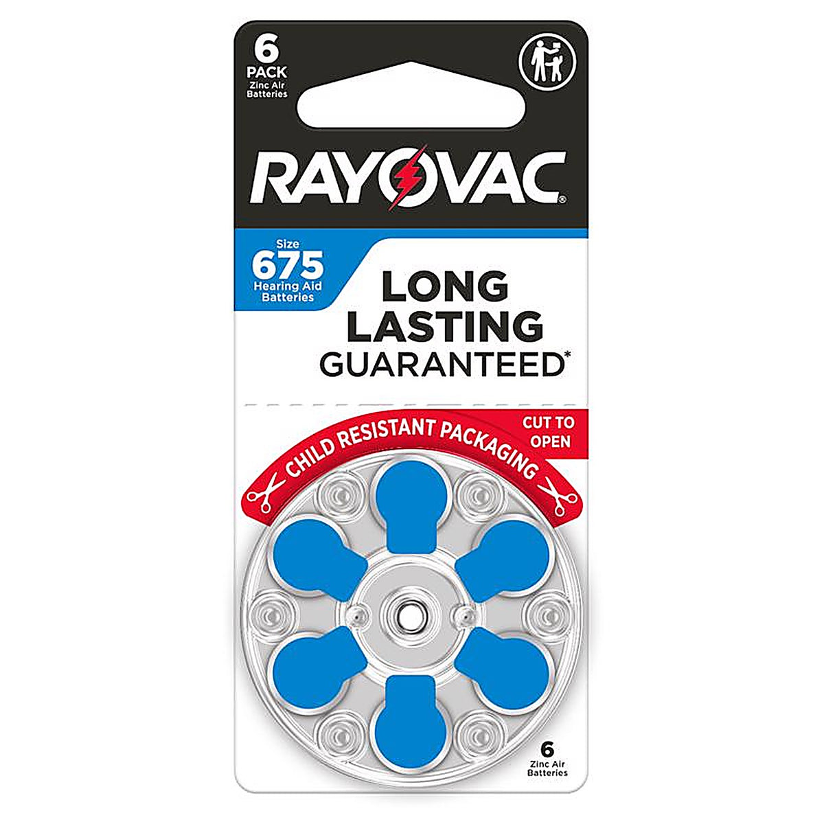 Rayovac - 675CR-6ROVUS - Zinc Air 675 1.45 V Hearing Aid Battery 6 Pack