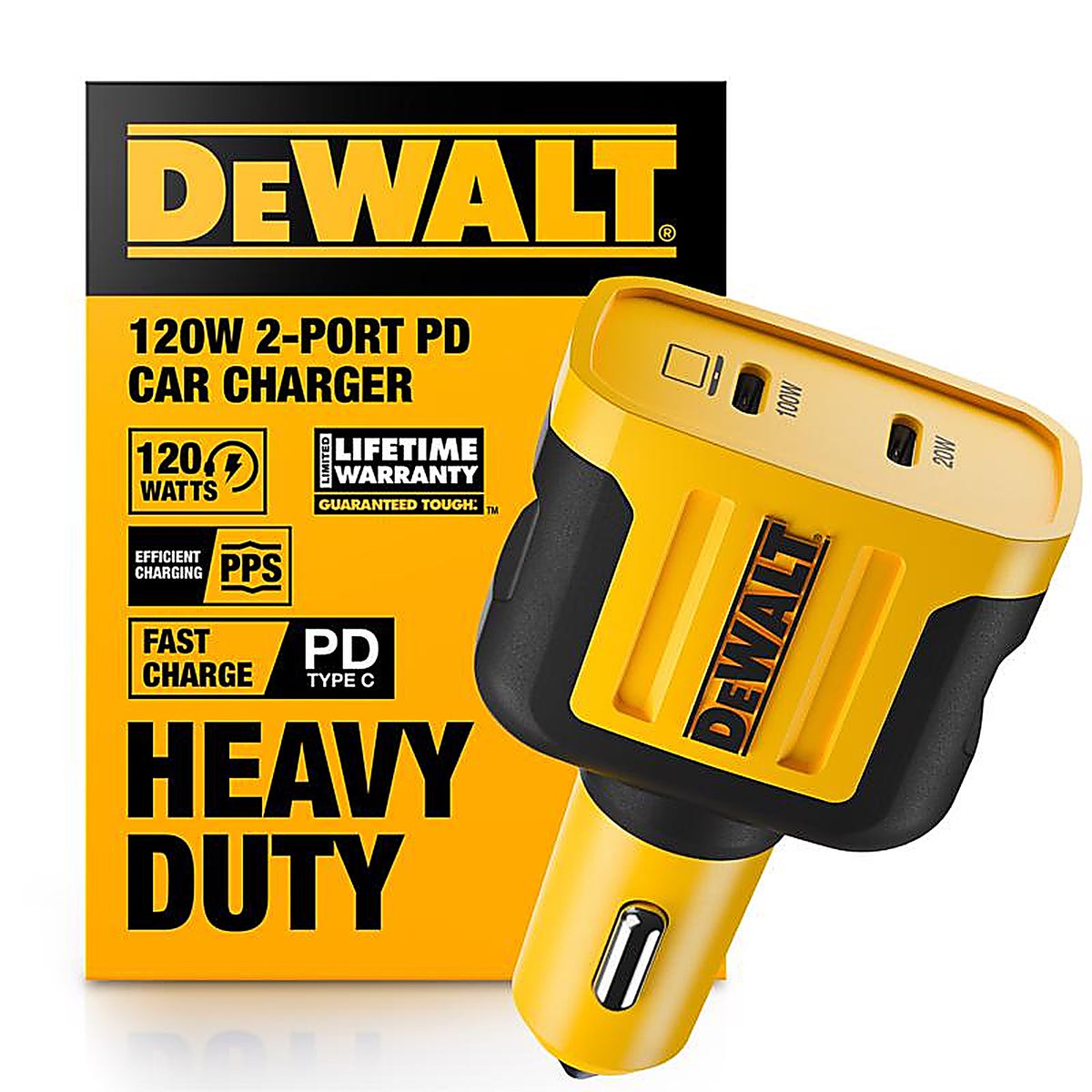 DeWalt - 141 0484 DW2 - 2 Port USB C Car Charger 1 Pack