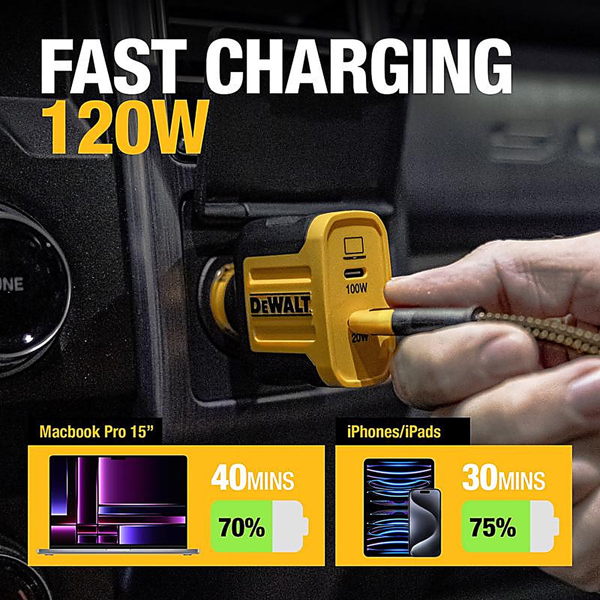 DeWalt - 141 0484 DW2 - 2 Port USB C Car Charger 1 Pack