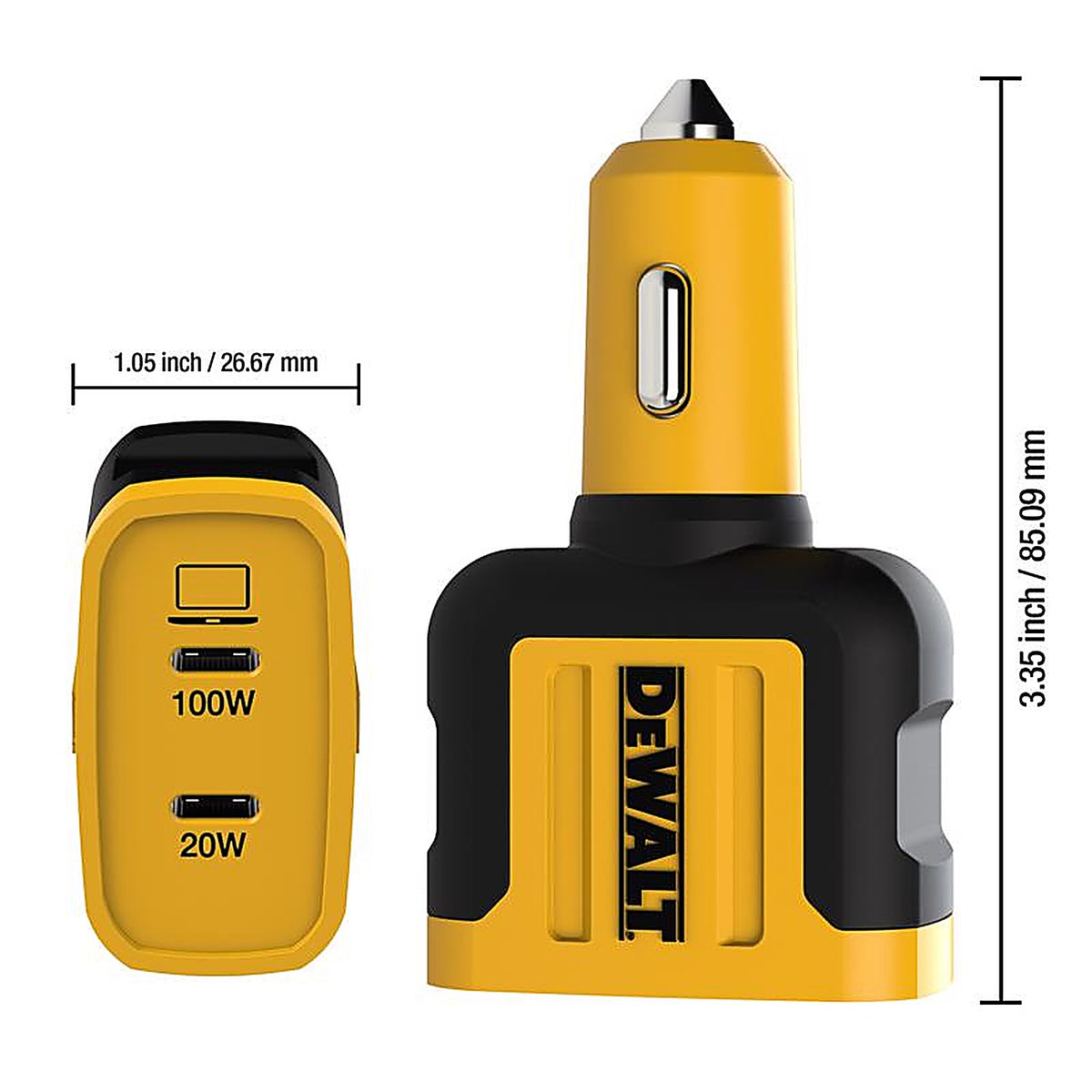 DeWalt - 141 0484 DW2 - 2 Port USB C Car Charger 1 Pack