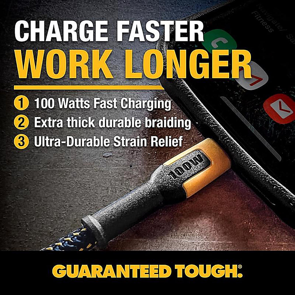 DeWalt - 131 0006 DW2 - Type C to Type C Cable 4 Ft. Black/Yellow
