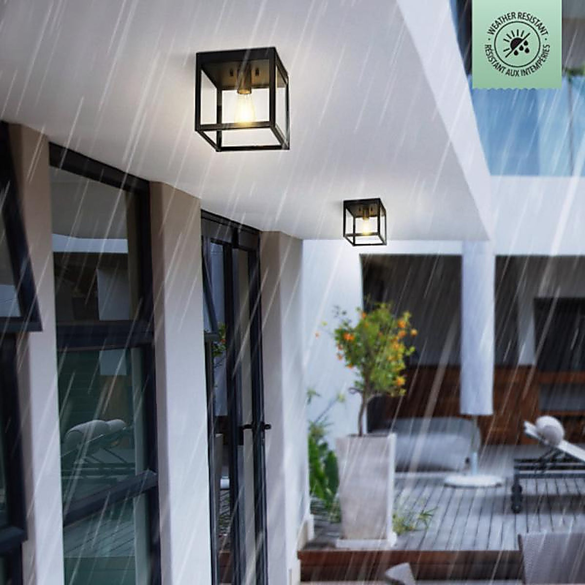 Globe Electric - 60000020 - Switch Incandescent/LED Matte Black Dimmable Outdoor Light Fixture Hardwired