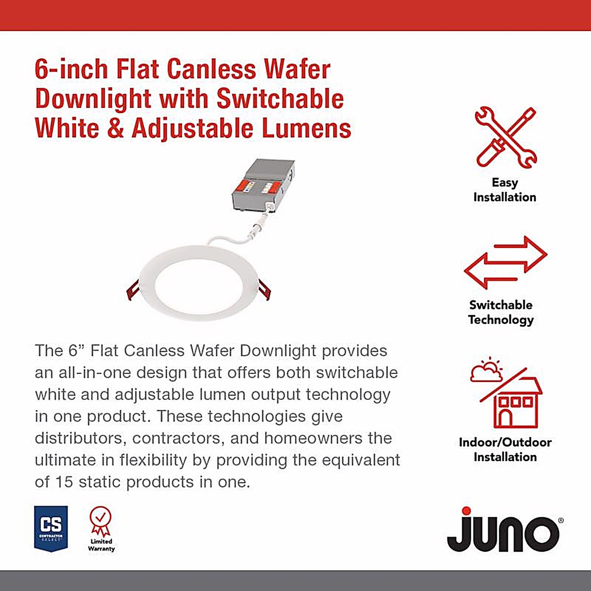 Juno - 282KL5 - Acuity Brands Lighting Matte White 4.88 In. W Aluminum LED Canless Recessed Downlight 16 W