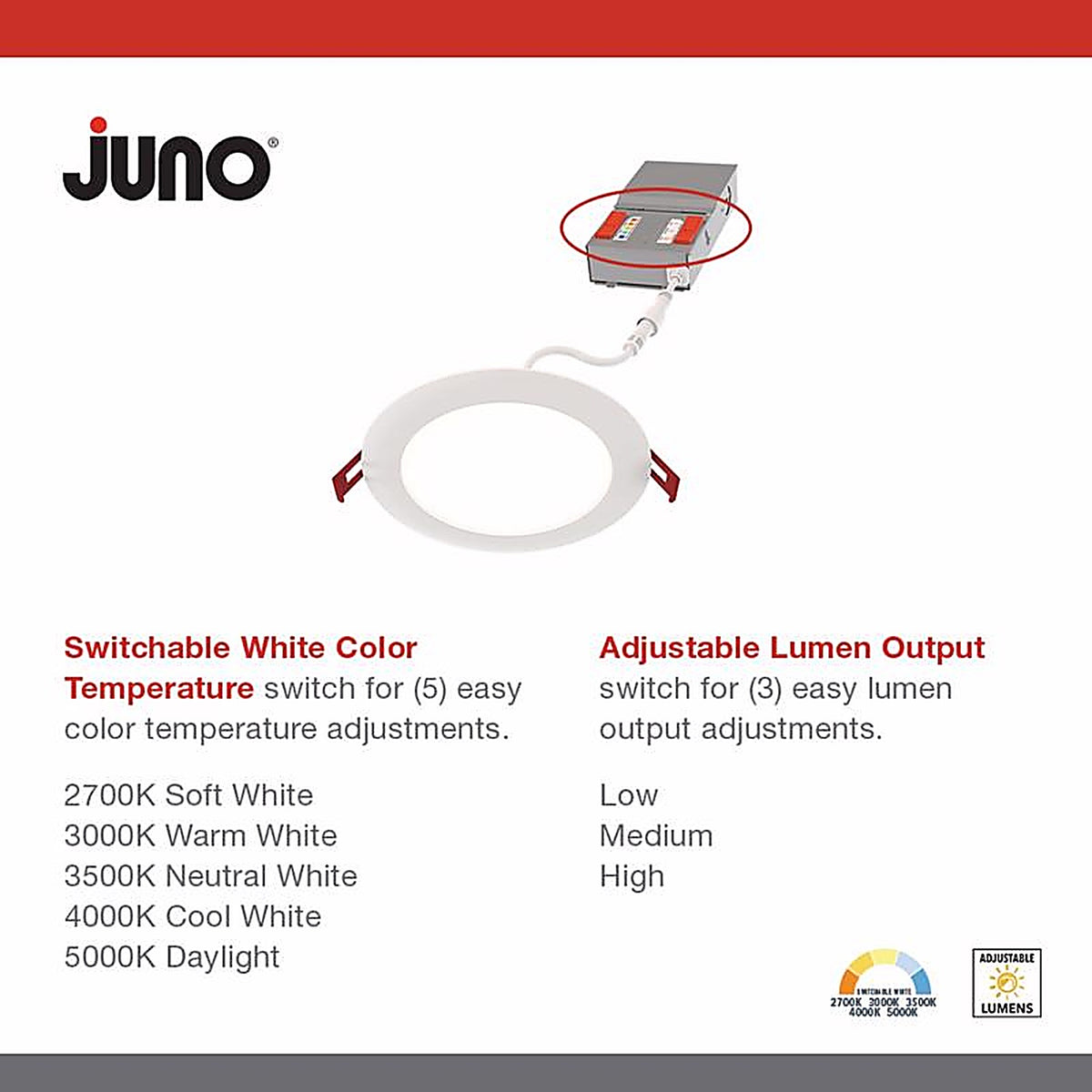 Juno - 282KL5 - Acuity Brands Lighting Matte White 4.88 In. W Aluminum LED Canless Recessed Downlight 16 W