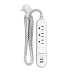 Monster - 1711 - 4 Ft. L 3 Outlets Power Strip with USB Ports White