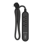 Monster - 1713 - 4 Ft. L 3 Outlets Power Strip with USB Ports Black