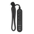 Monster - 1716 - 4 Ft. L 3 Outlets Power Strip with USB Ports Black