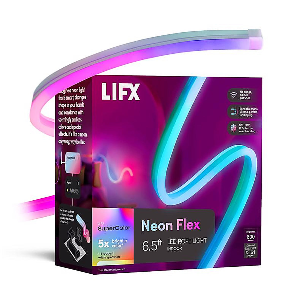 Lifx - LFXNEON6.5 - Smart Home 6.5 Ft. L Color Changing LED Tape Light 1 Pack