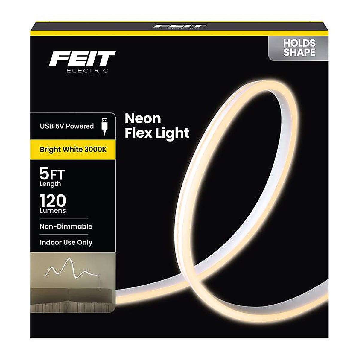 Feit - NF5/3K/USB - 5 Ft. L White Plug-In LED Tape Light 1 Pack