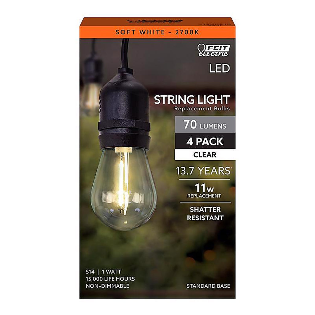 Feit - S14/827/FILED/4 - S14 E26 (Medium) Filament LED Bulb Soft White 11 Watt Equivalence 4 Pack