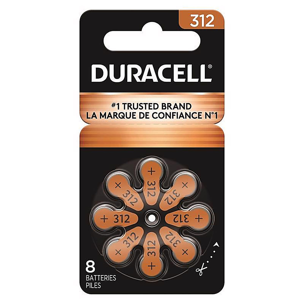 Duracell - HAZA312-8 - Zinc Air 312 1.5 V Hearing Aid Battery 8 Pack