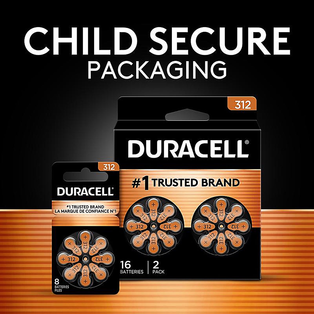 Duracell - HAZA312-8 - Zinc Air 312 1.5 V Hearing Aid Battery 8 Pack