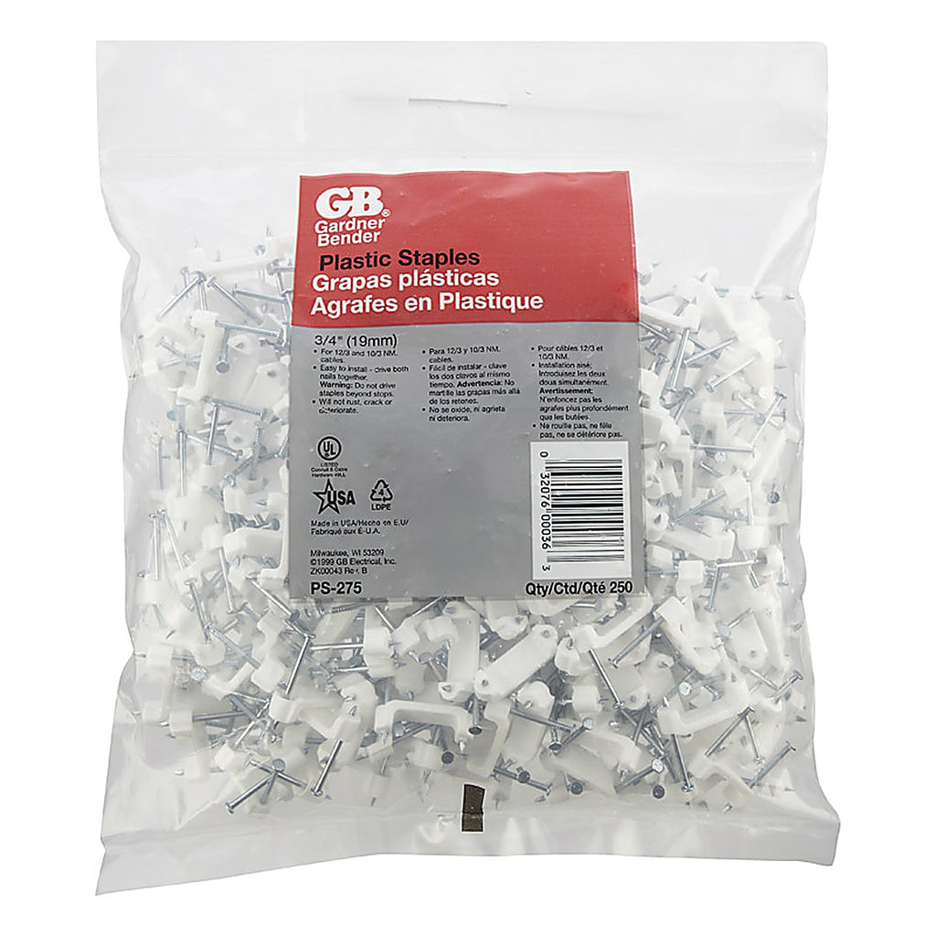Gardner Bender - PS-275N - 3/4 In. W Plastic Insulated Cable Staple 250 Pack