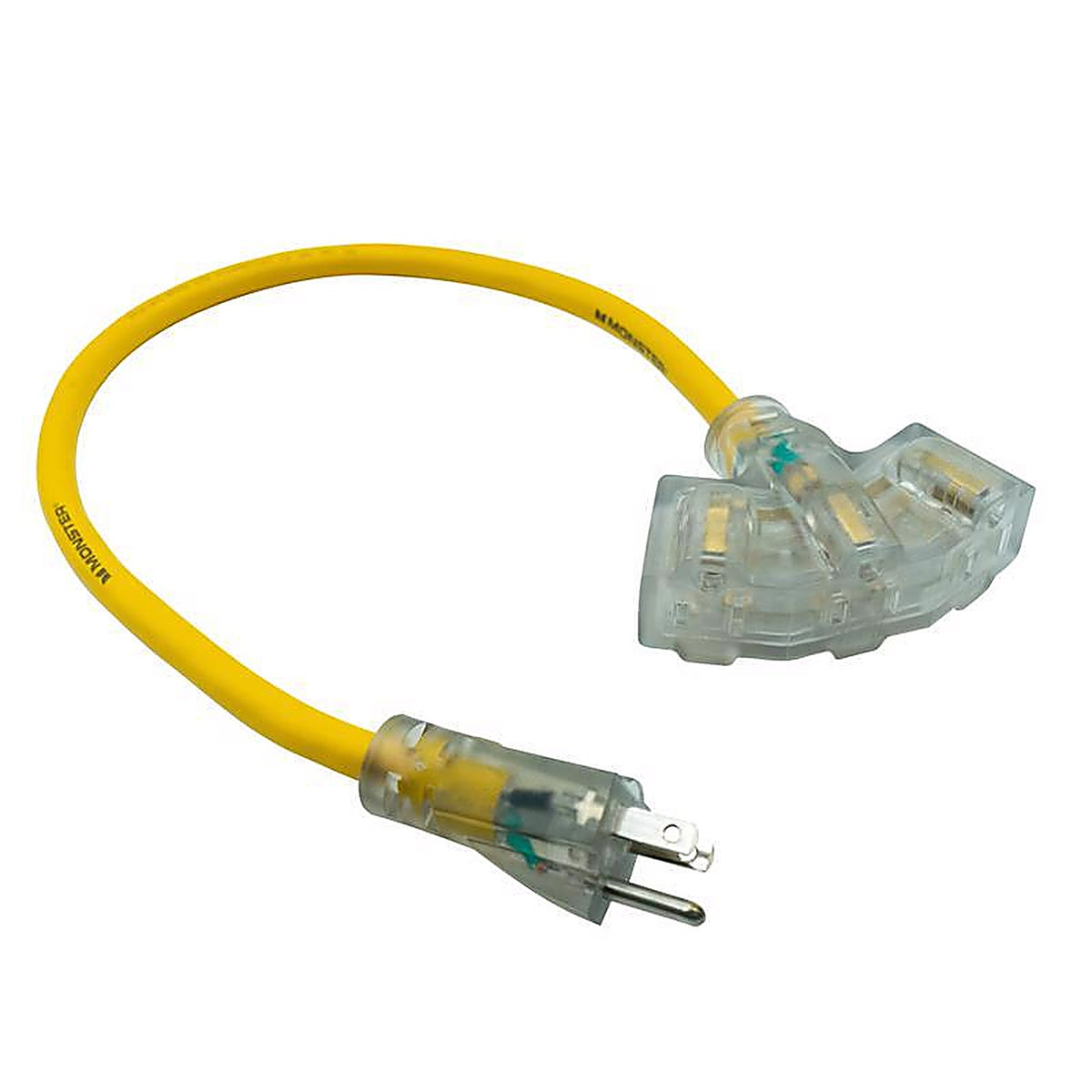 Monster - 1518 - Just Power It Up Outdoor 2 Ft. L Yellow Extension Cord 12/3 Sjtw