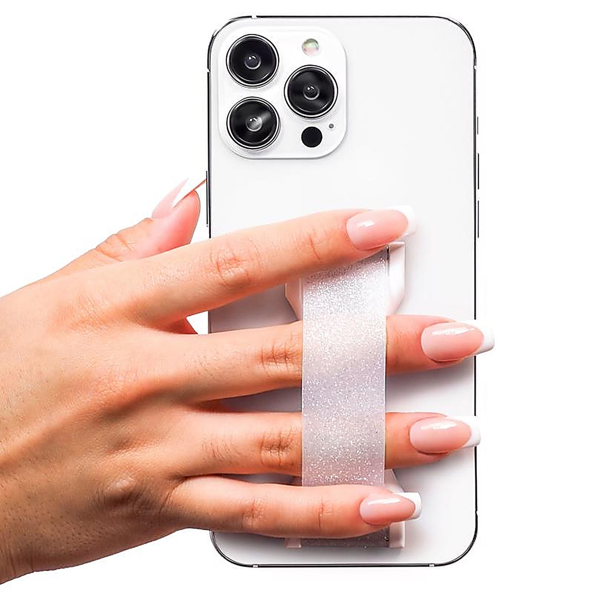 LoveHandle - P-1135-25 - Clear Crystal Clear Glitter Phone Grip with Kickstand for All Mobile Devices