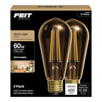 Feit - ST19/VG/LED/2 - St19 E26 (Medium) Filament LED Bulb Warm Amber 60 Watt Equivalence 2 Pack