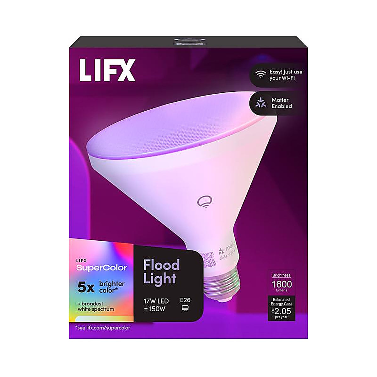 Lifx - LXPAR381600RGBW - Smart Home Par38 E26 (Medium) Smart-Enabled LED Bulb Color Changing 150 Watt Equivalence 1 Pack