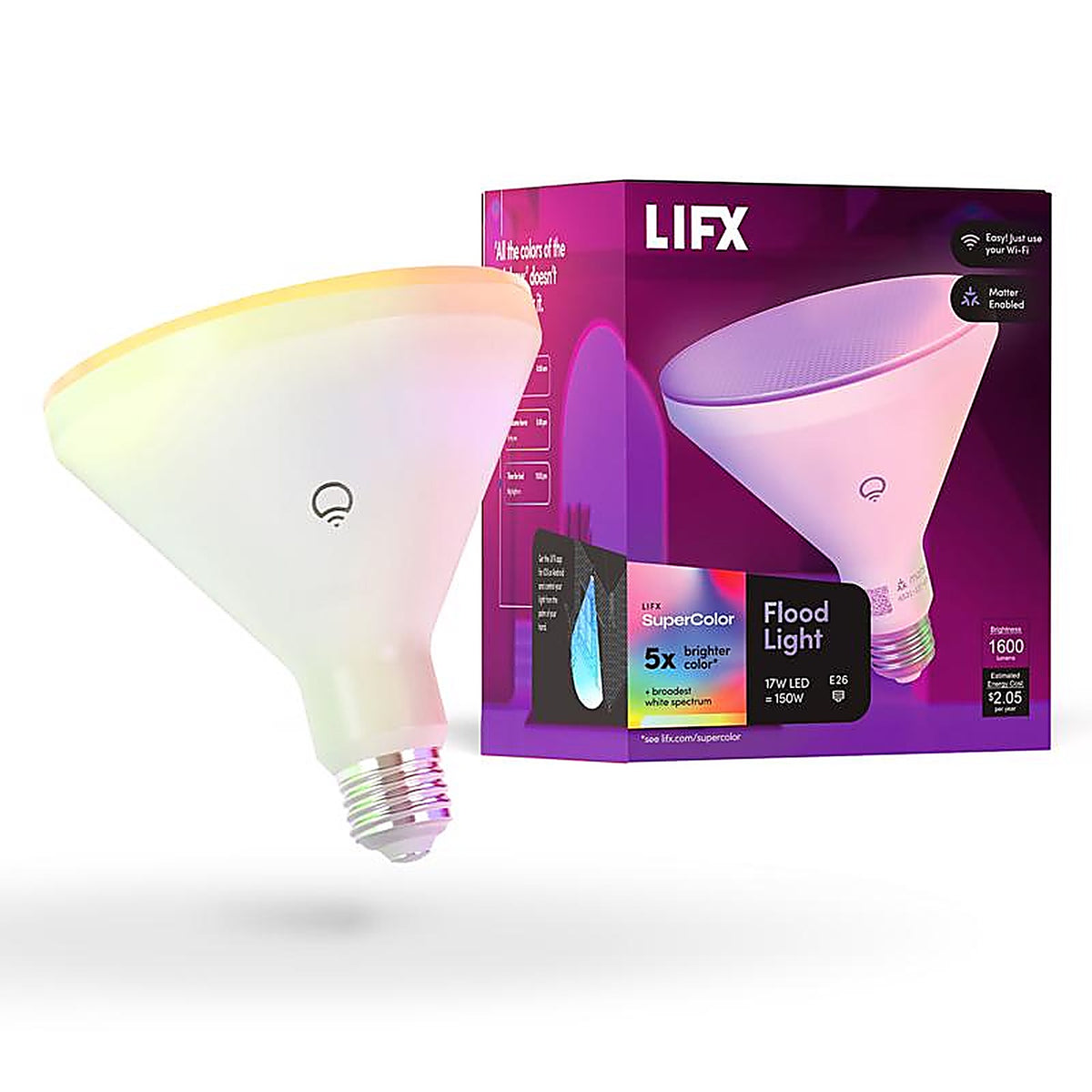 Lifx - LXPAR381600RGBW - Smart Home Par38 E26 (Medium) Smart-Enabled LED Bulb Color Changing 150 Watt Equivalence 1 Pack