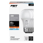 Feit - OM603CCTCA10K/4 - A19 E26 (Medium) LED Bulb Adjustable White 60 Watt Equivalence 4 Pack
