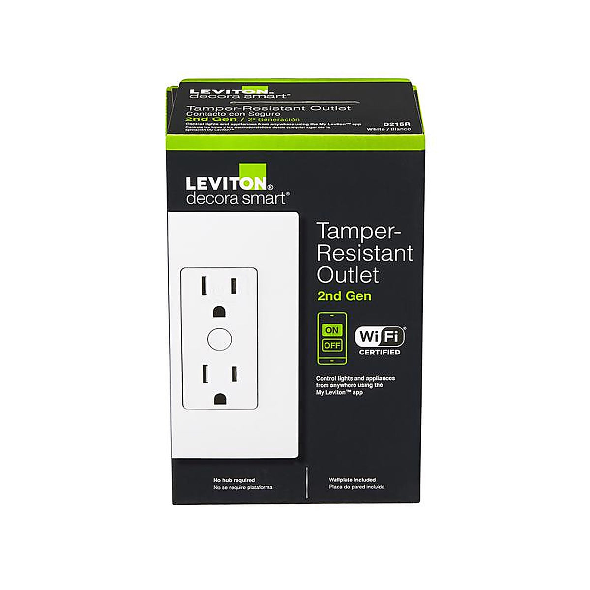 Leviton - D215R-R02-1RW - Decora Smart 15 Amps 120 V Duplex White Tamper Resistant Outlet 5-15R 1 Pack