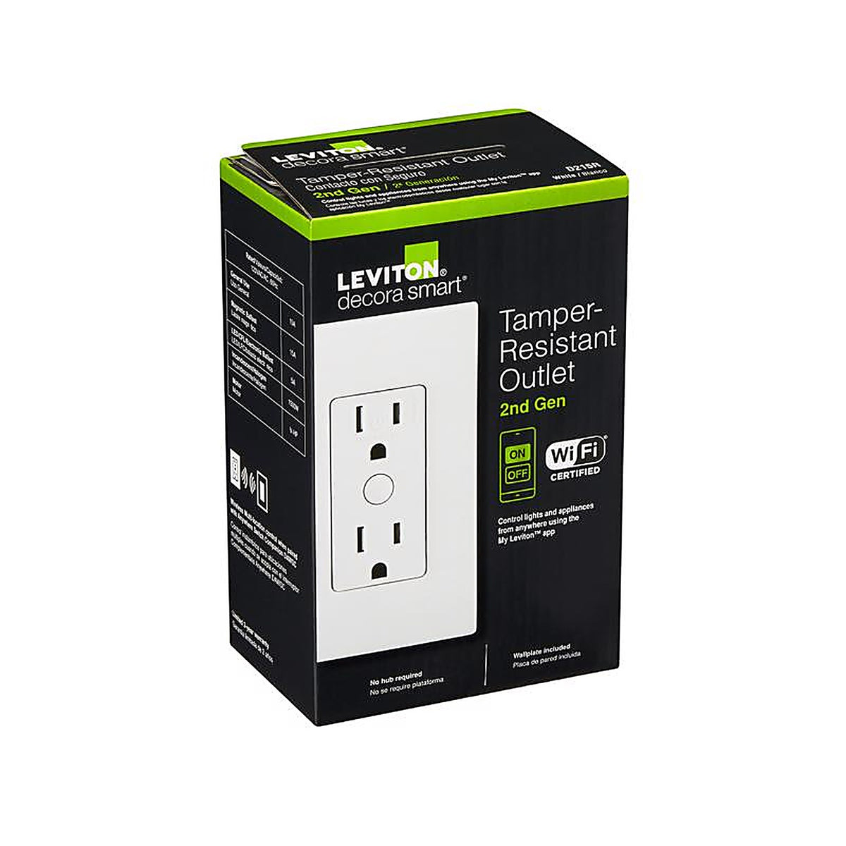 Leviton - D215R-R02-1RW - Decora Smart 15 Amps 120 V Duplex White Tamper Resistant Outlet 5-15R 1 Pack