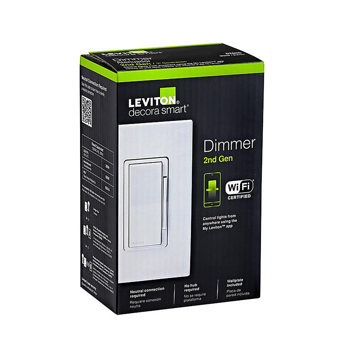 Leviton - D2MSD-R02-1RW - Decora Smart 15 Amps Single Pole Motion Sensor Smart-Enabled Motion Sensing and Dimmer Switc