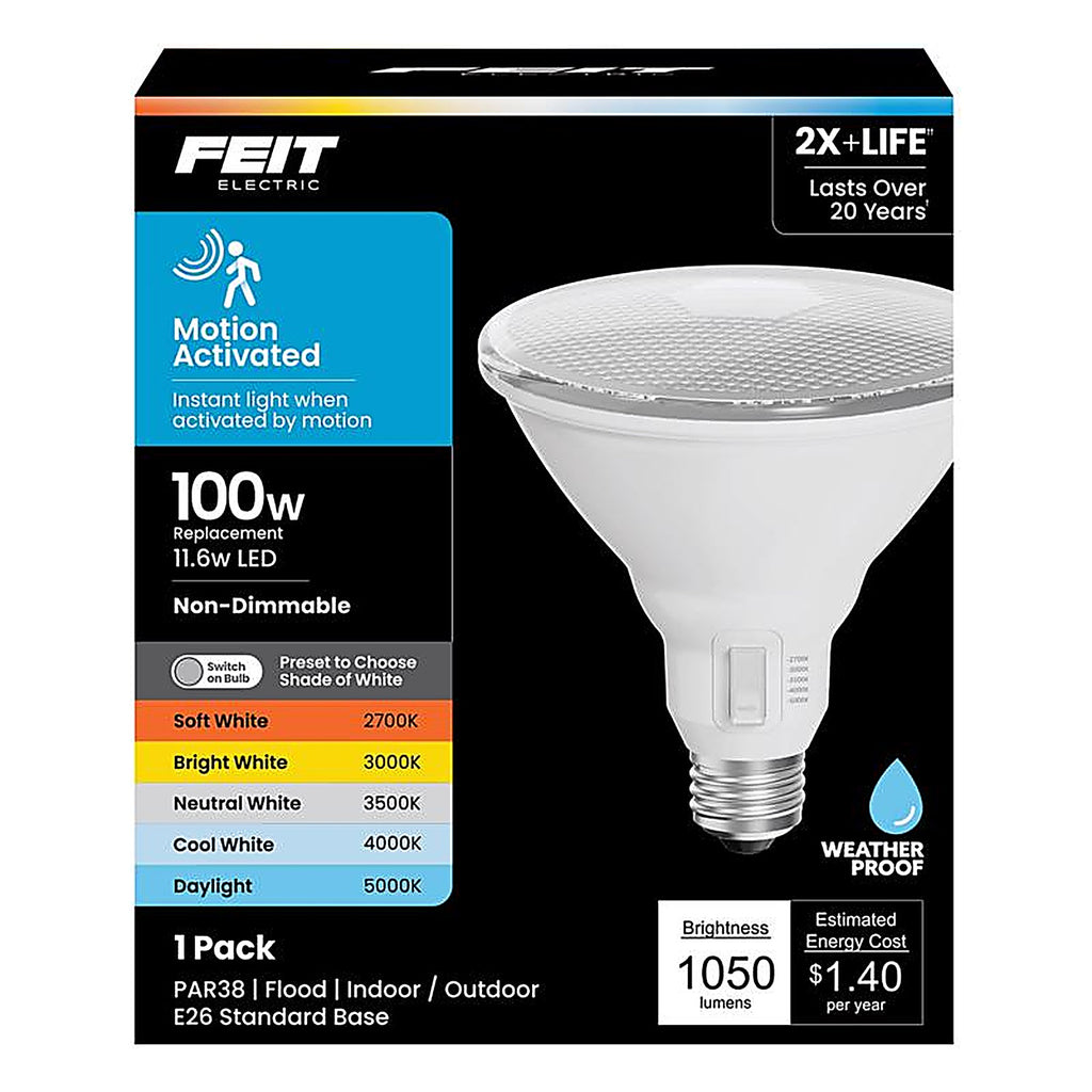 Feit - PAR38100/5CCTMM - Par38 E26 (Medium) LED Motion Activated Bulb Color Changing 100 Watt Equivalence 1 Pack