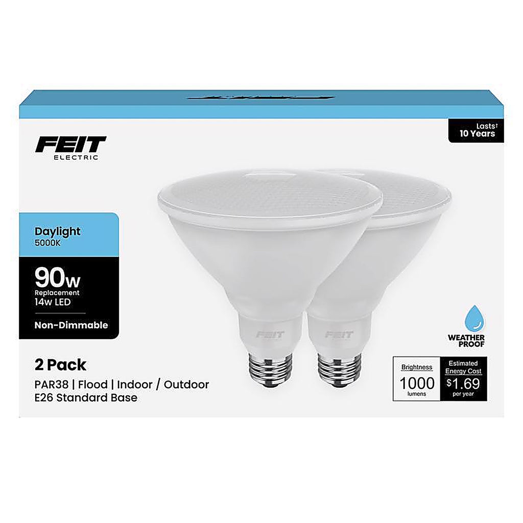 Feit - PAR389085010K2 - Par38 E26 (Medium) LED Bulb Daylight 90 Watt Equivalence 2 Pack