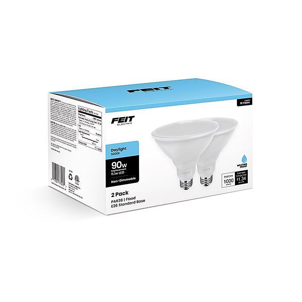 Feit - PAR389085010K2 - Par38 E26 (Medium) LED Bulb Daylight 90 Watt Equivalence 2 Pack