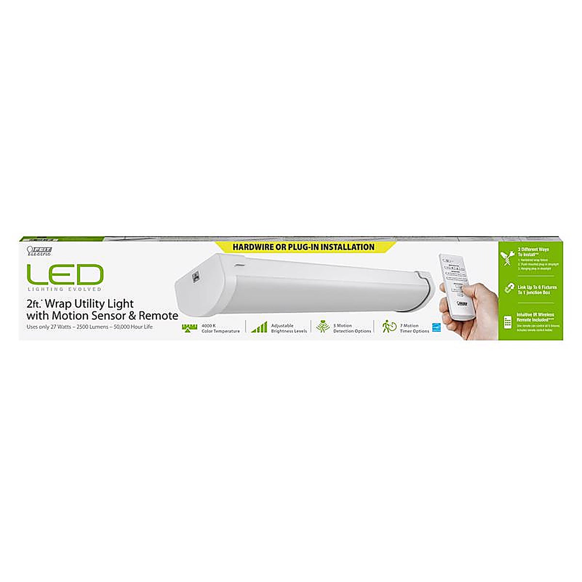 Feit - WRAP2C840/IR/MM - 24 In. 1-Light Lights 27 W LED Utility Light