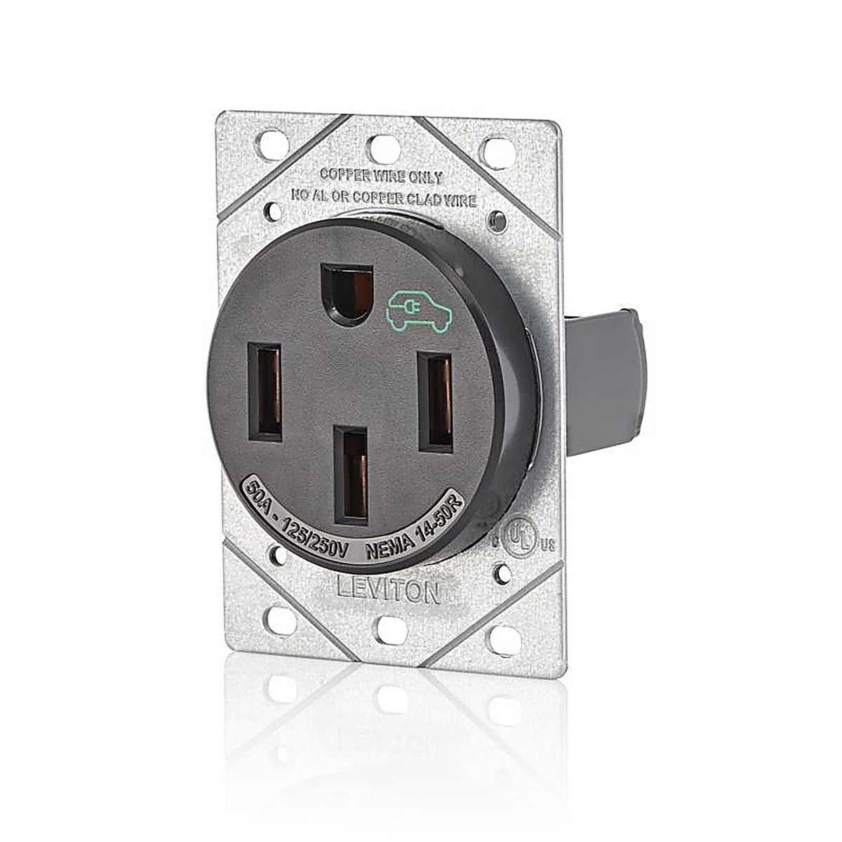 Leviton - 1450R-R10-0B0 - Ev Charging 50 Amps 250 V Single Black Outlet 14-50R 1 Pack