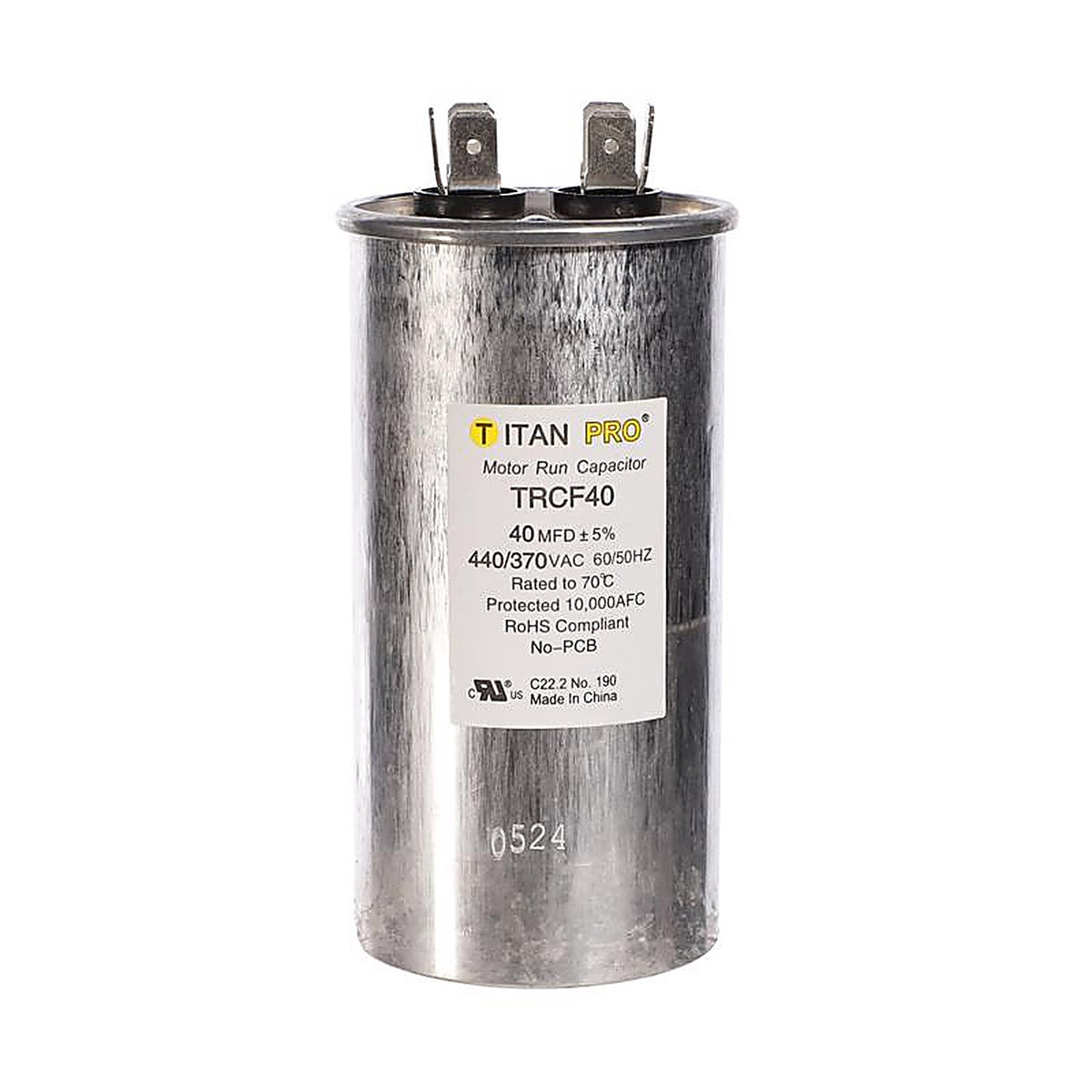 Titan Pro - TRCF40 - 40 MFD 440 V Round Run Capacitor