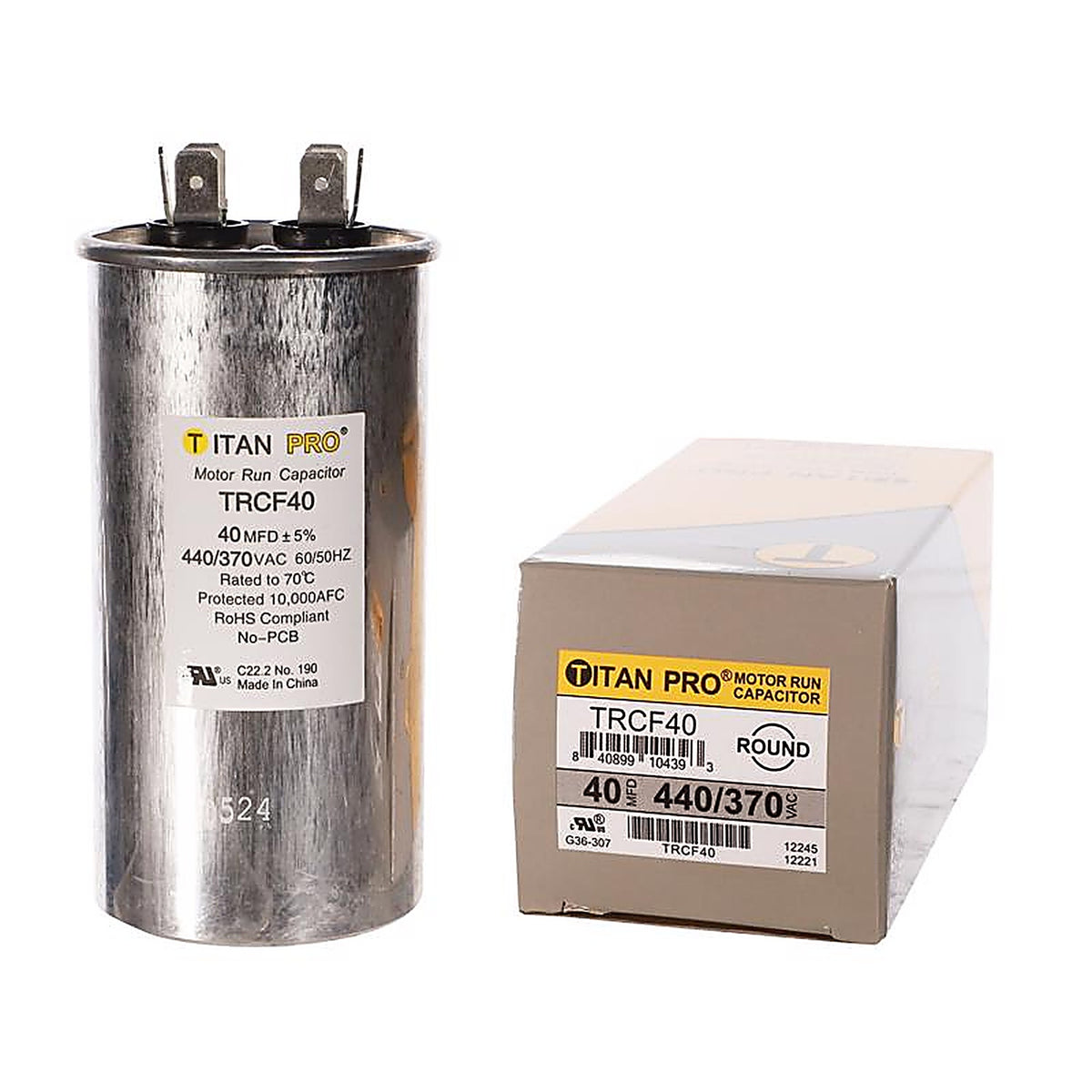 Titan Pro - TRCF40 - 40 MFD 440 V Round Run Capacitor