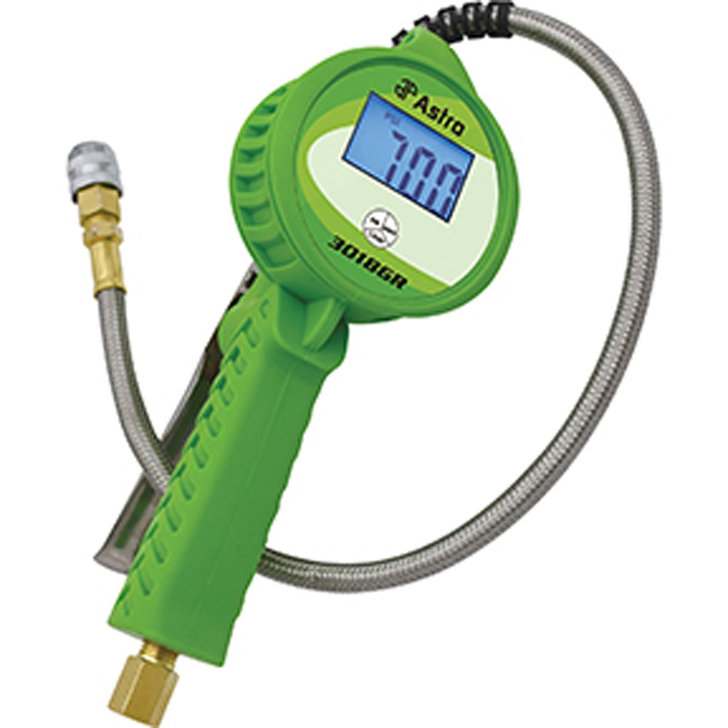 Astro Pneumatic 3018GR Digital Tire Inflator w/ Stainless Steel Hose & Push-Lock Coupler Chuck Green