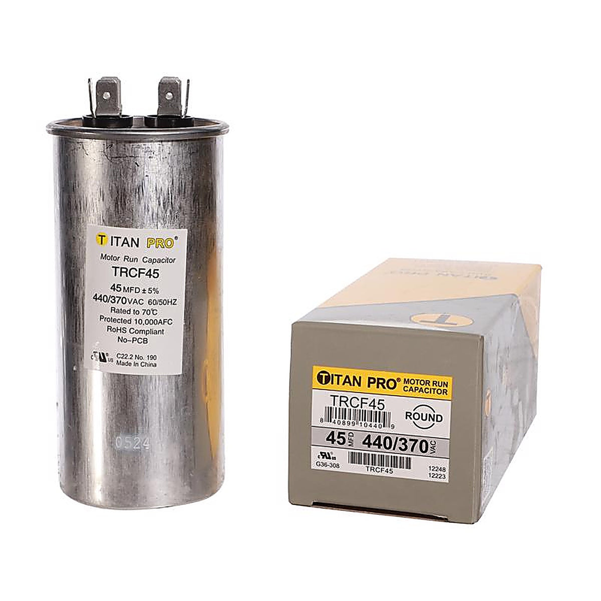 Titan Pro - TRCF45 - 45 MFD 440 V Round Run Capacitor
