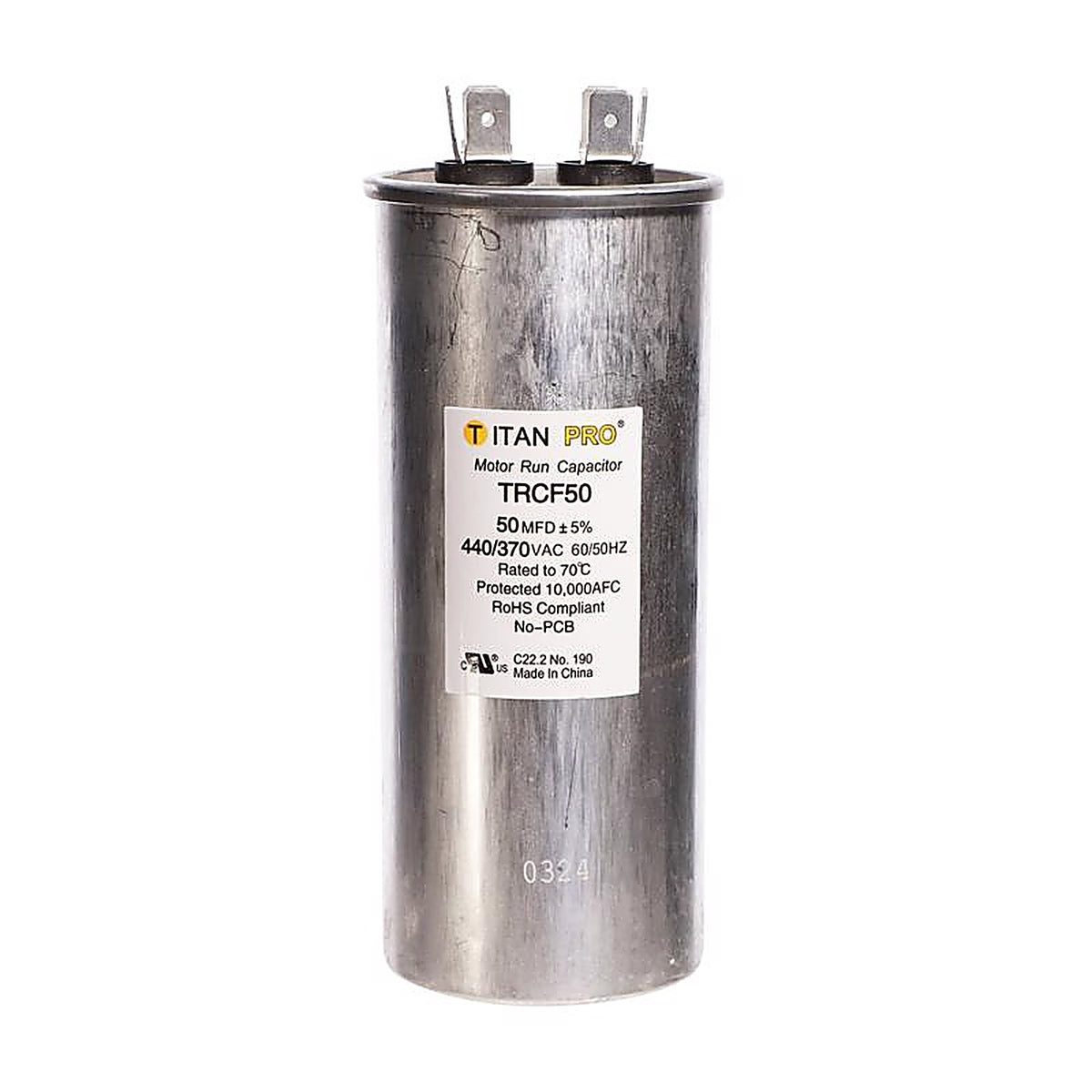 Titan Pro - TRCF50 - 50 MFD 440 V Round Run Capacitor