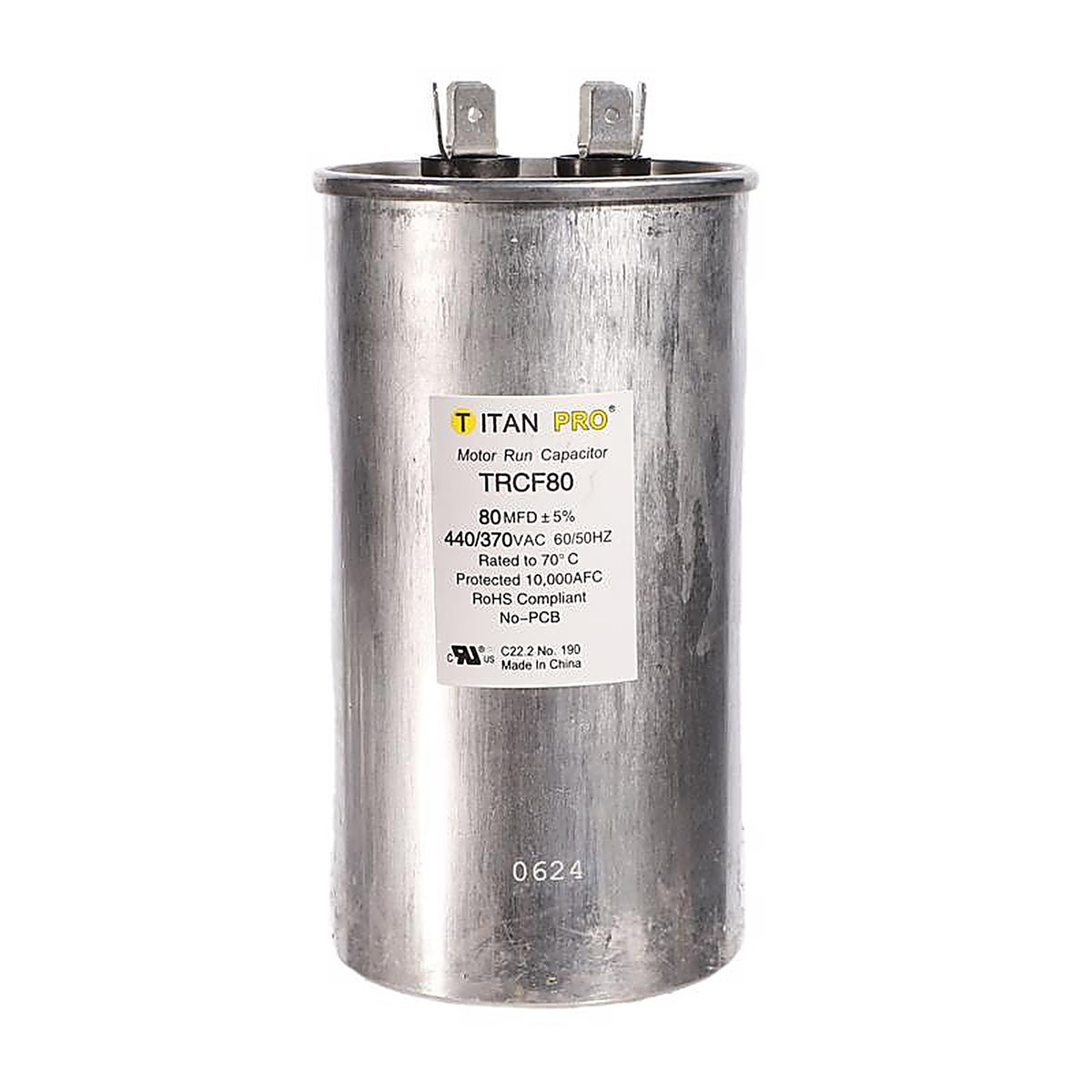 Titan Pro - TRCF80 - 80 MFD 440 V Round Run Capacitor