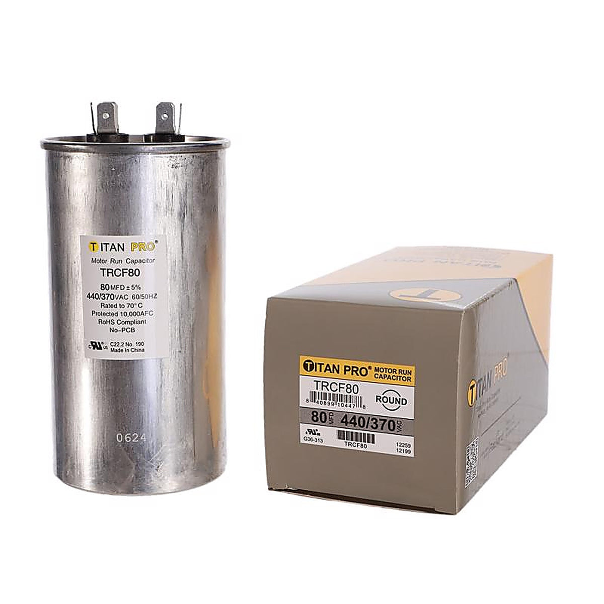 Titan Pro - TRCF80 - 80 MFD 440 V Round Run Capacitor
