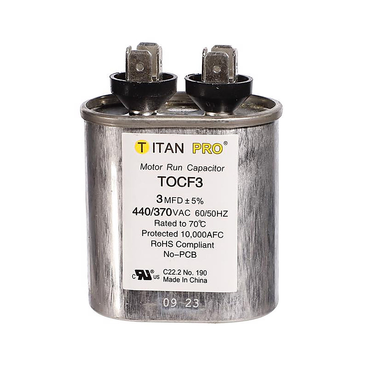 Titan Pro - TOCF3 - 3 MFD 440 V Oval Run Capacitor