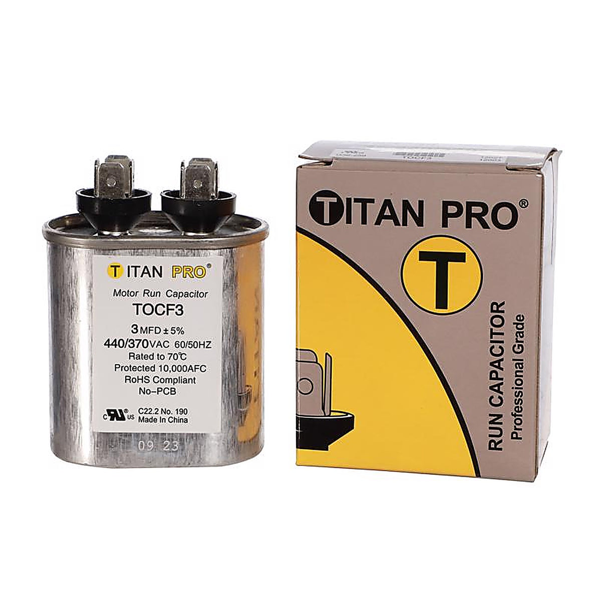 Titan Pro - TOCF3 - 3 MFD 440 V Oval Run Capacitor