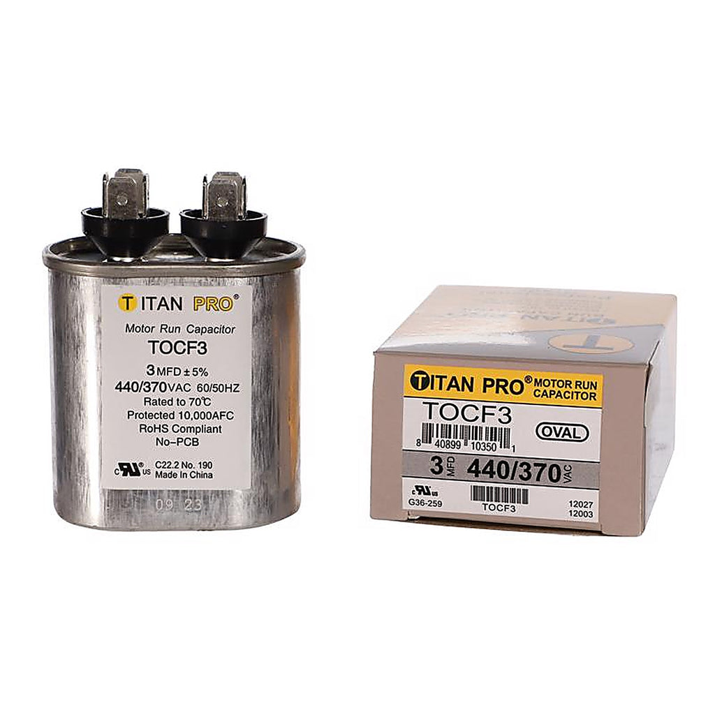 Titan Pro - TOCF3 - 3 MFD 440 V Oval Run Capacitor