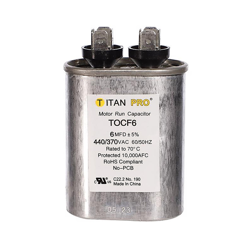 Titan Pro - TOCF6 - 6 MFD 440 V Oval Run Capacitor