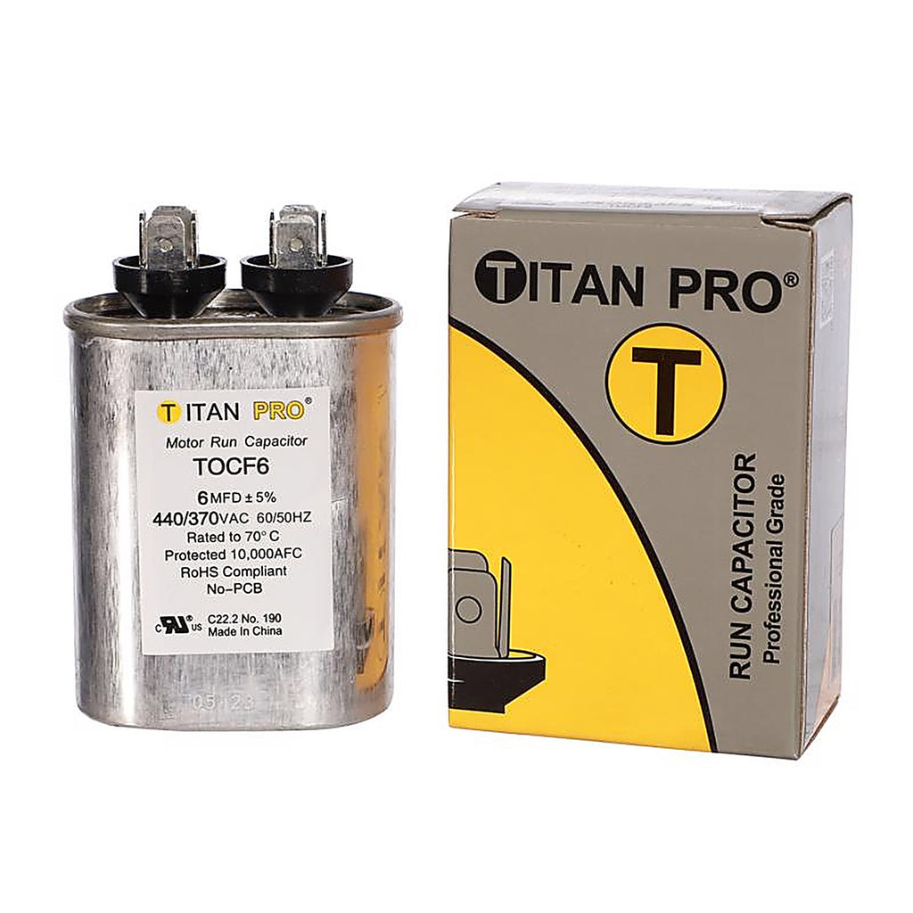 Titan Pro - TOCF6 - 6 MFD 440 V Oval Run Capacitor