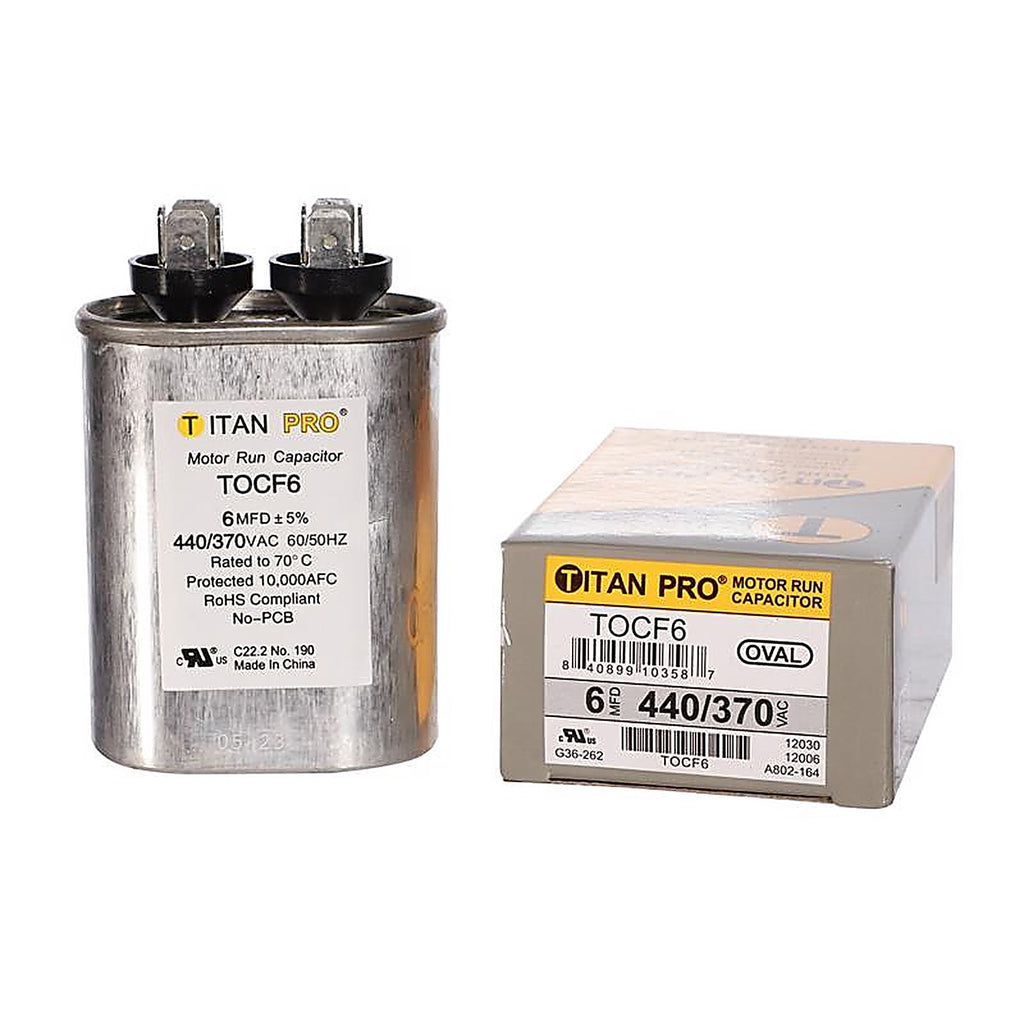 Titan Pro - TOCF6 - 6 MFD 440 V Oval Run Capacitor