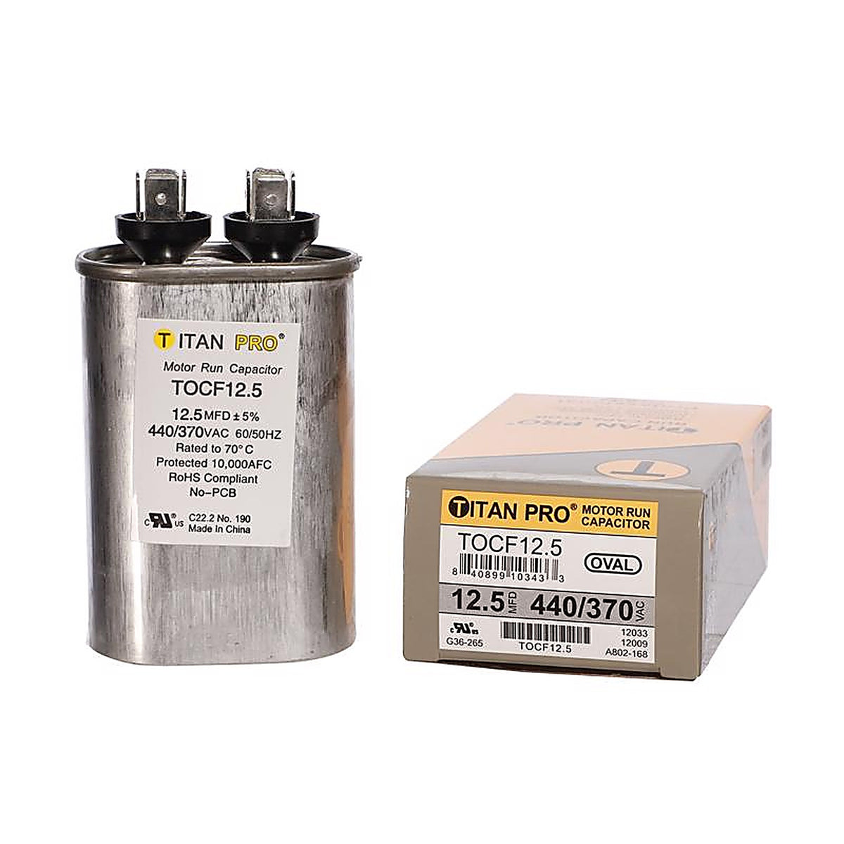 Titan Pro - TOCF12.5 - 12.5 MFD 440 V Oval Run Capacitor