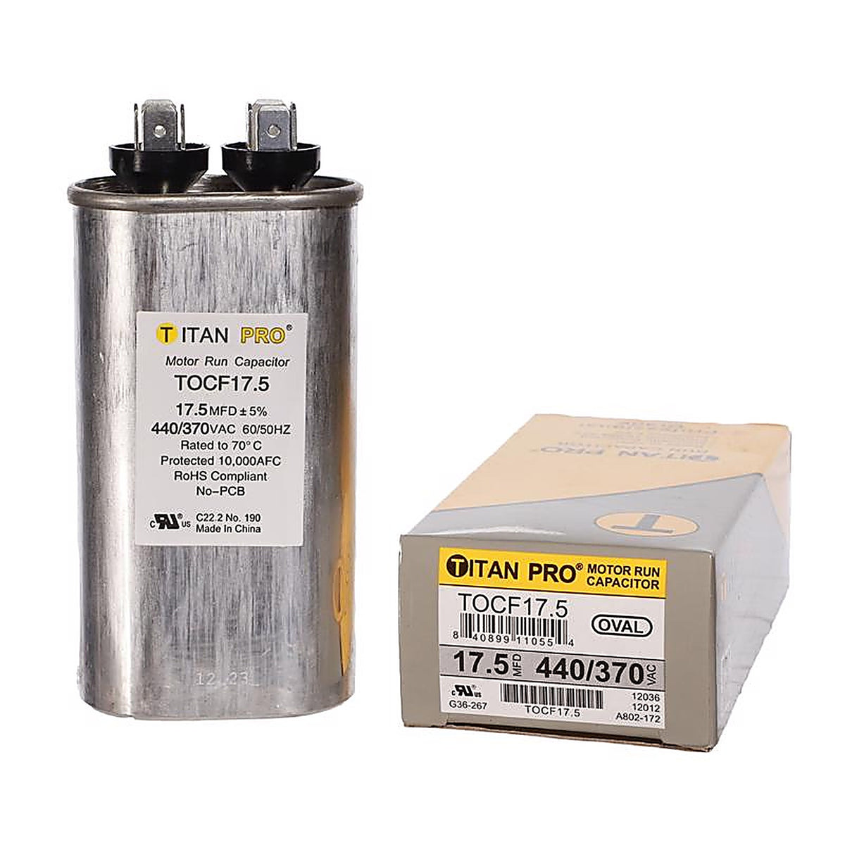 Titan Pro - TOCF17.5 - 17.5 MFD 440 V Oval Run Capacitor