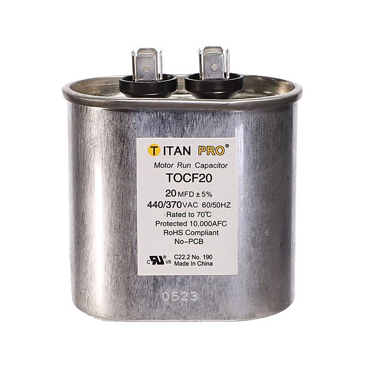 Titan Pro - TOCF20 - 20 MFD 440 V Oval Run Capacitor