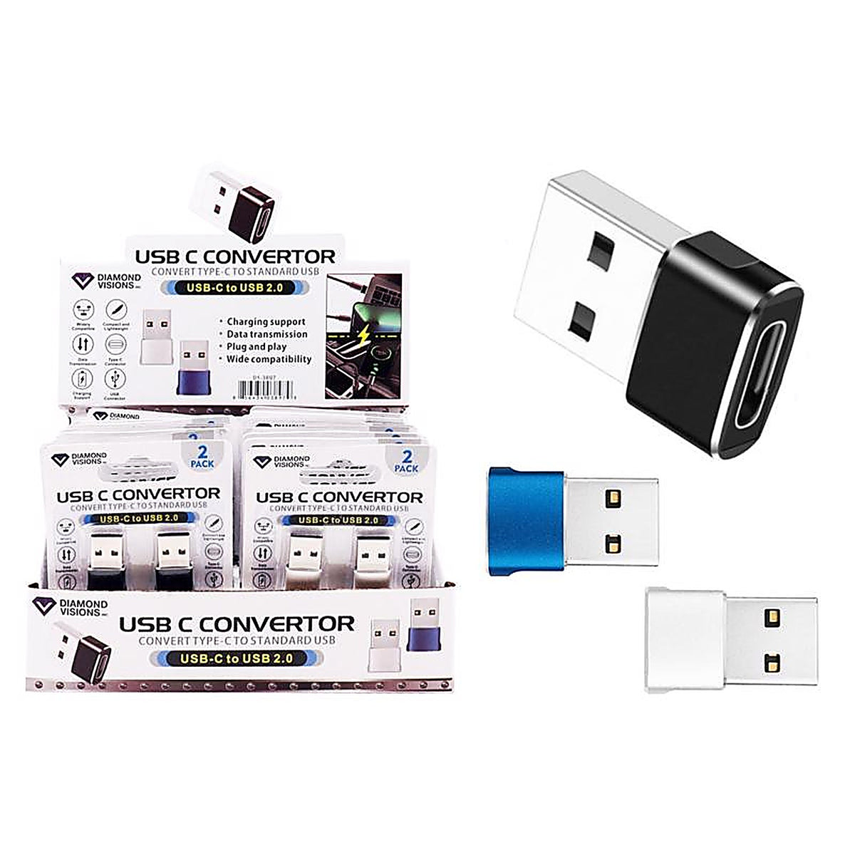 Diamond Visions - 01-3897 - Assorted Slim 2 in 1 Adapter for All Smartphones
